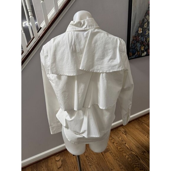AMO Denim White Cotton Poplin Ruffle Back Button Down Shirt Size XS - Picture 1 of 2